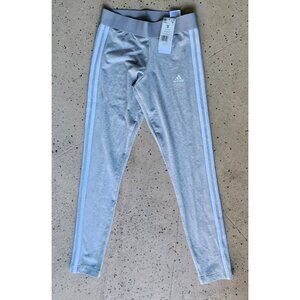 Adidas Womens Medium Grey Heather 3 Striped Leggings Pull On Size S NWT